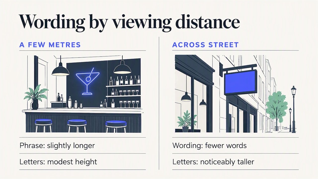 How wording and letter size affect reading distance