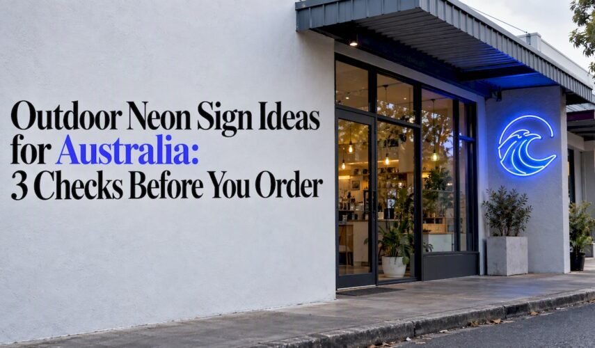 Blue LED neon sign on Australian shopfront