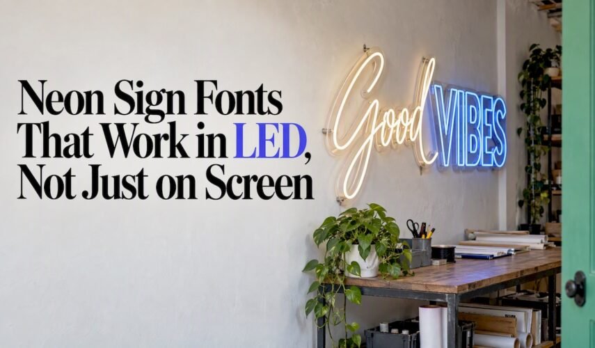 Script and bold LED neon font styles