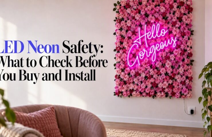 LED neon sign with visible power adaptor
